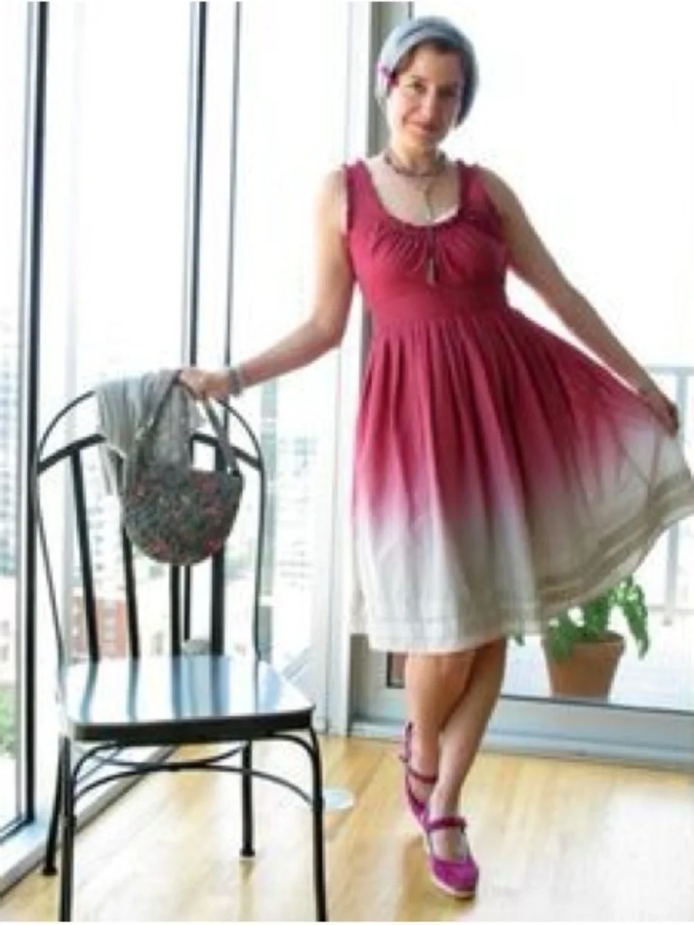 Converse One Star Ombre Sundress Size S Pink Stripe Tie Back Cotton Summer Dress - Picture 2 of 12